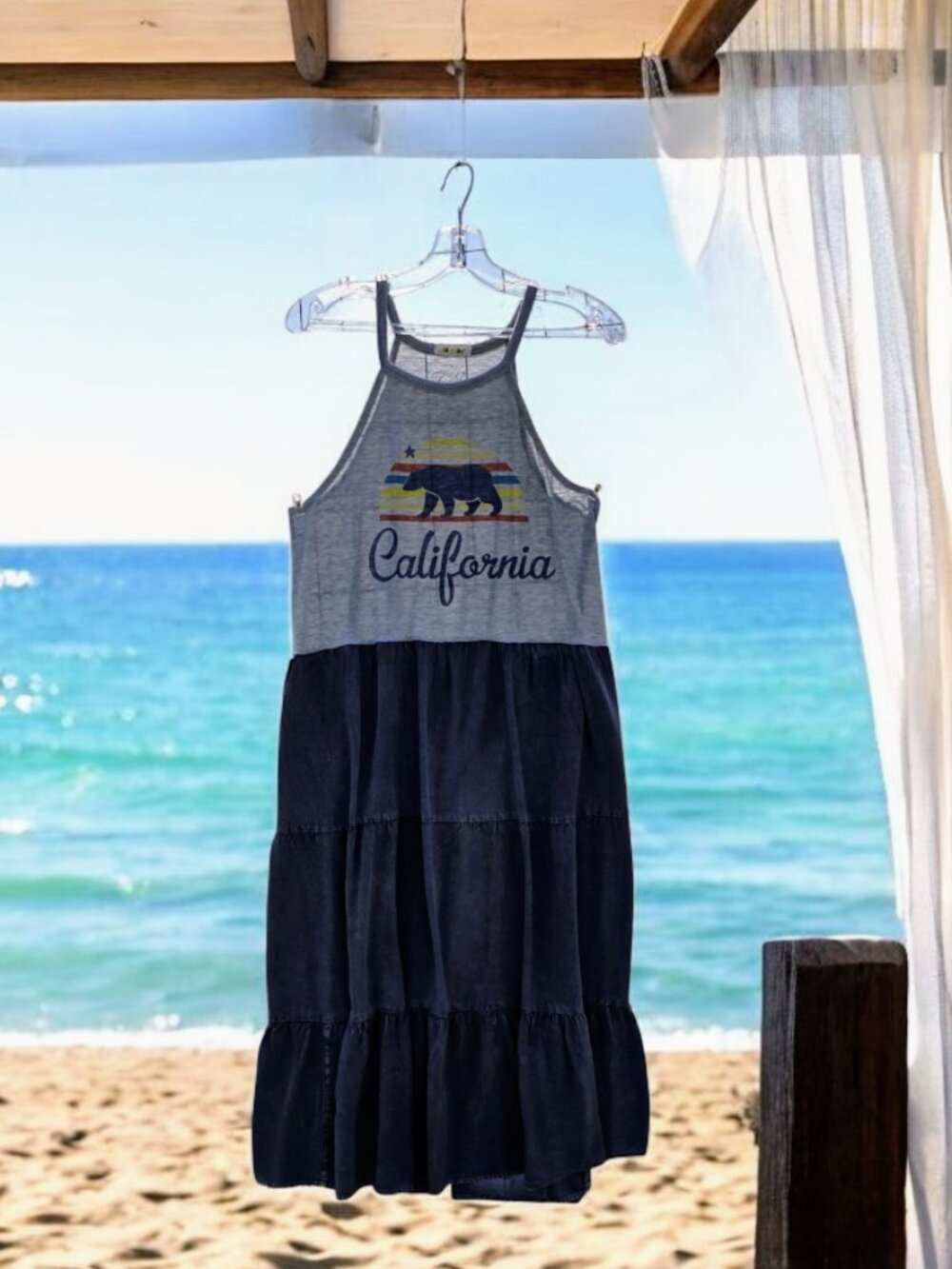 Upcycled California Tiered Tank Dress M